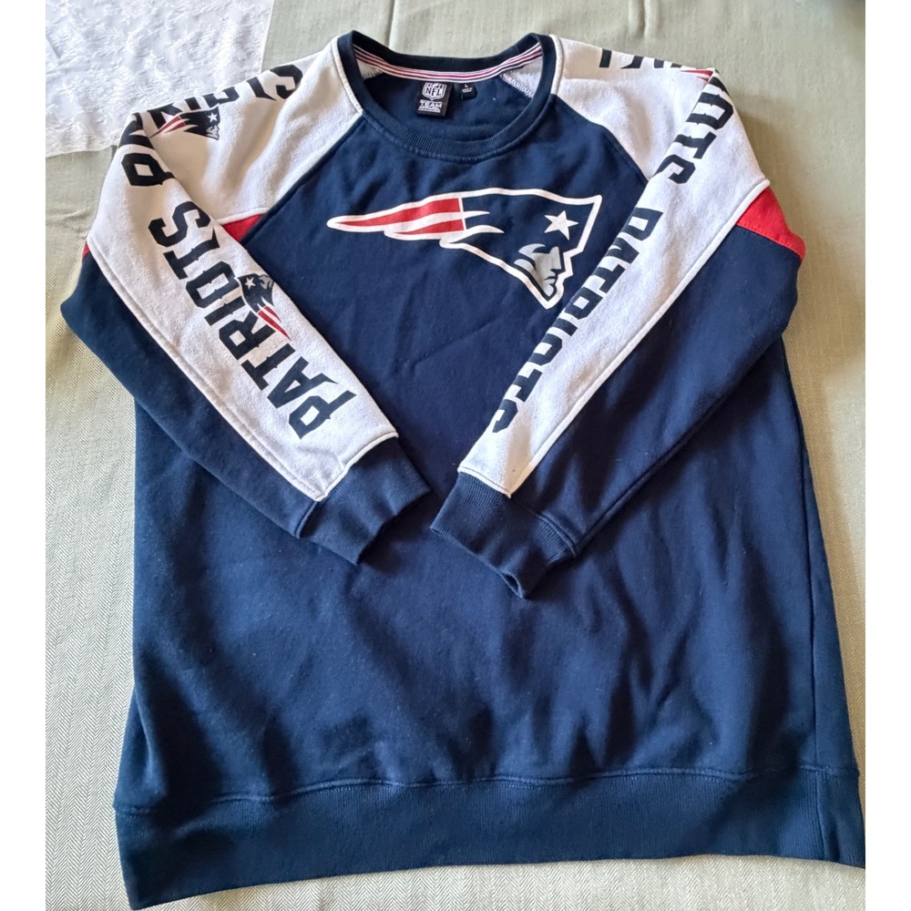 NFL Team Apparel New England Patriots Crewneck Sweatshirt Mens Large Navy Blue